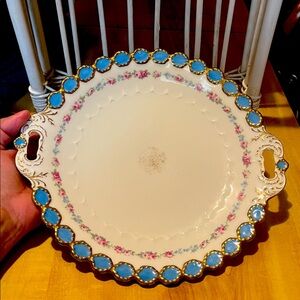 Vintage Royal Austria O&EG decorative plate with Blue & Gold Trim 9” Beautiful!
